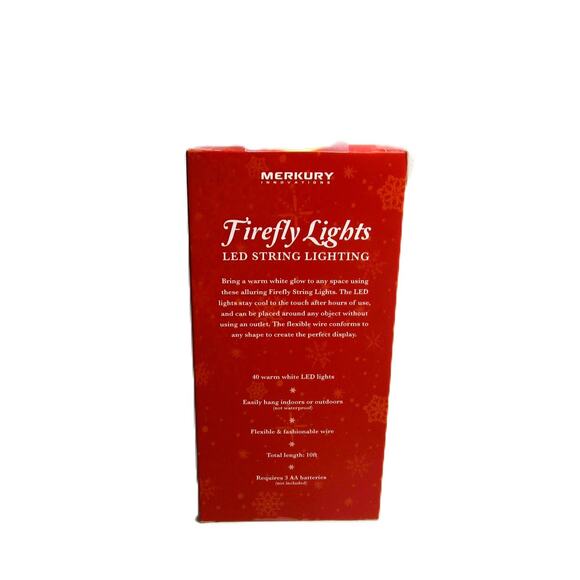 Merkury Firefly LED String Lights Warm White Glow 10 Feet 40 Bulbs In or Outside - Picture 2 of 2